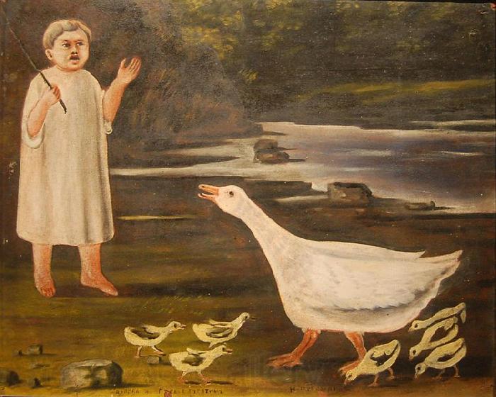 Niko Pirosmanashvili A girl and a goose with goslings